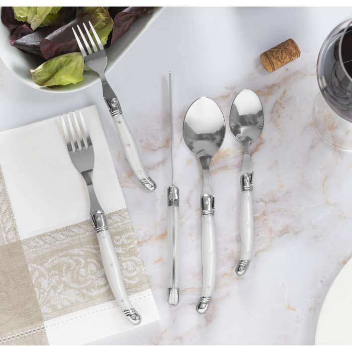 French Home Laguiole Stainless Steel Flatware Set, Service For 4 Pearl